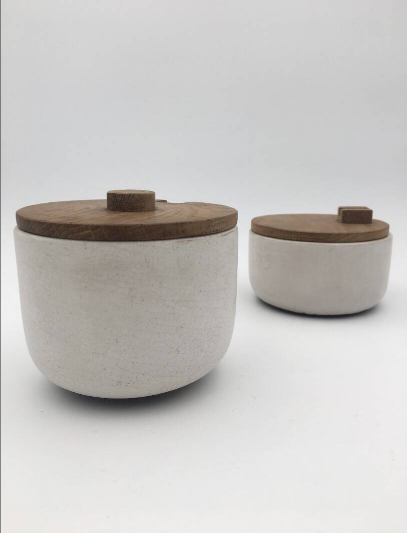 KERAMOS Sèvres - Two covered ceramic pots 1950s