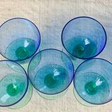 5 vintage Ålhens green and blue blown glasses