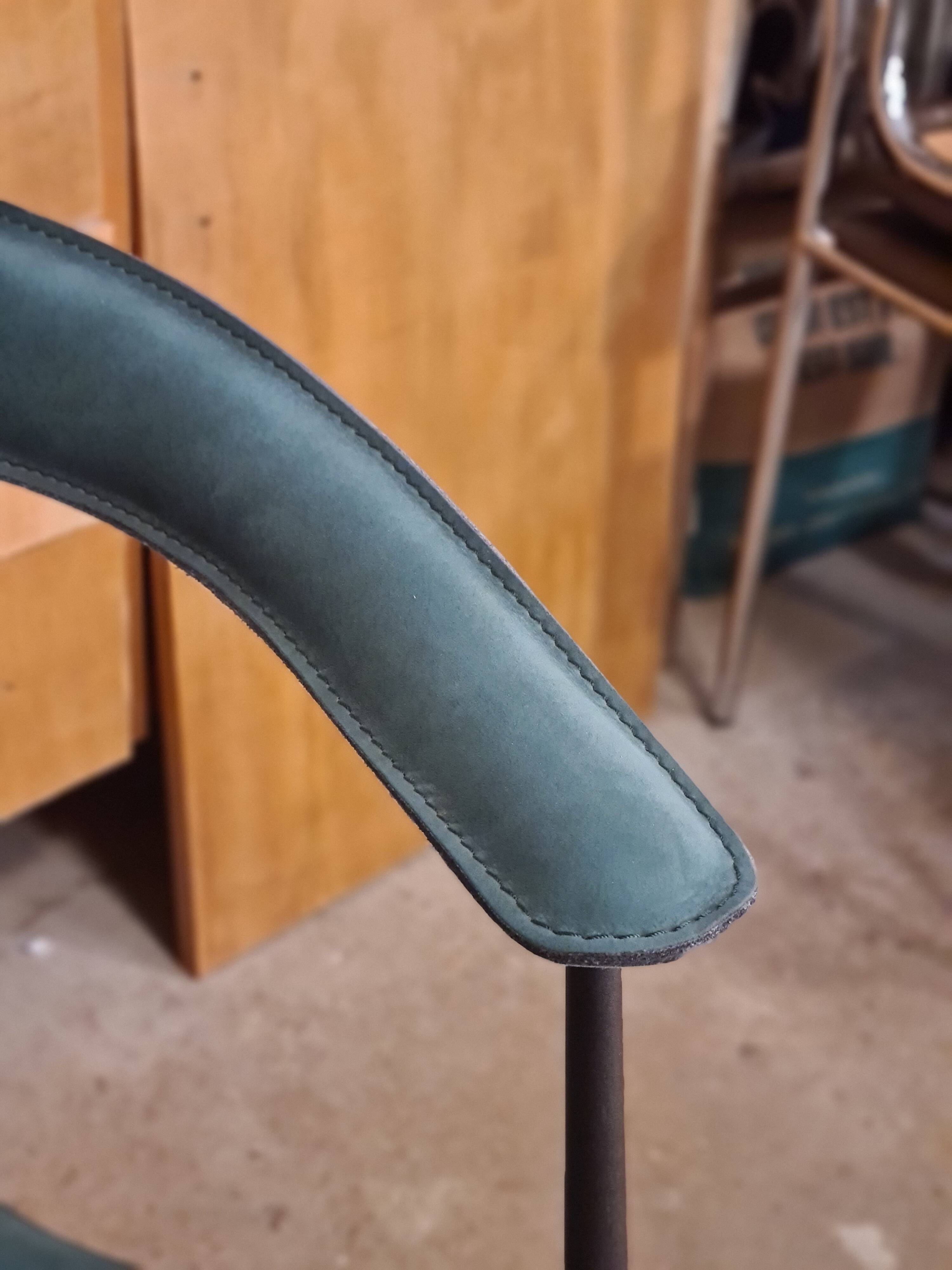 Pair of vintage suede chairs with metal legs from Arper.