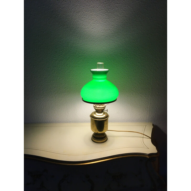Green opaline kerosene lamp