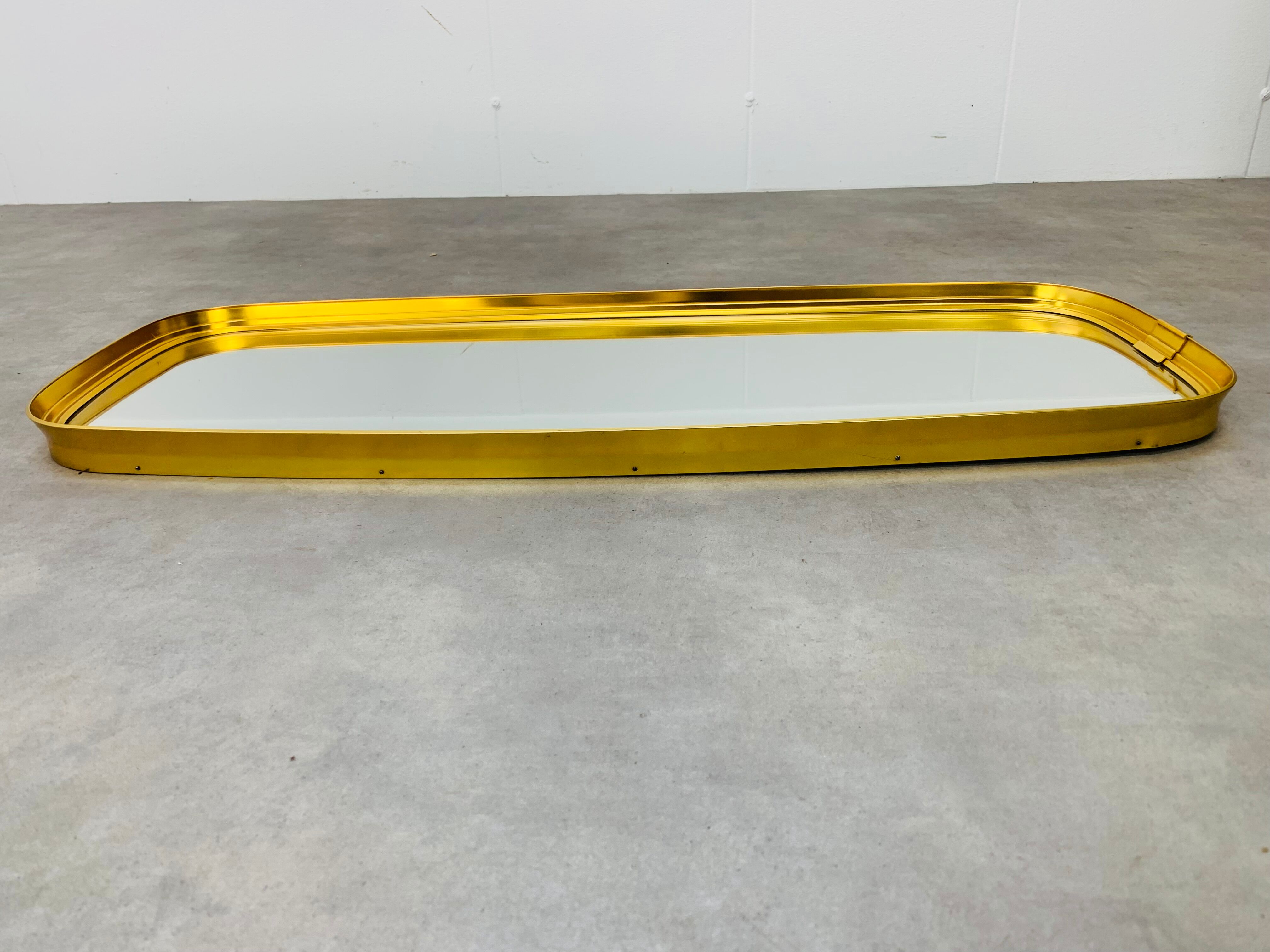 Mirror rearview mirror gold strapping Schönform 60s