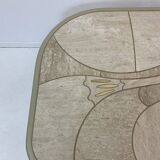 Table basse en travertin design milieu du siècle, années 1970