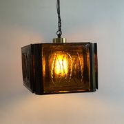 Mid Century Modern Erik Hoglund Amber Ceiling Lamp Glass Kosta Boda 1970s