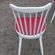 Set of 4 Scandinavian style chairs from the 50s in white lacquered wood and red skaï patties