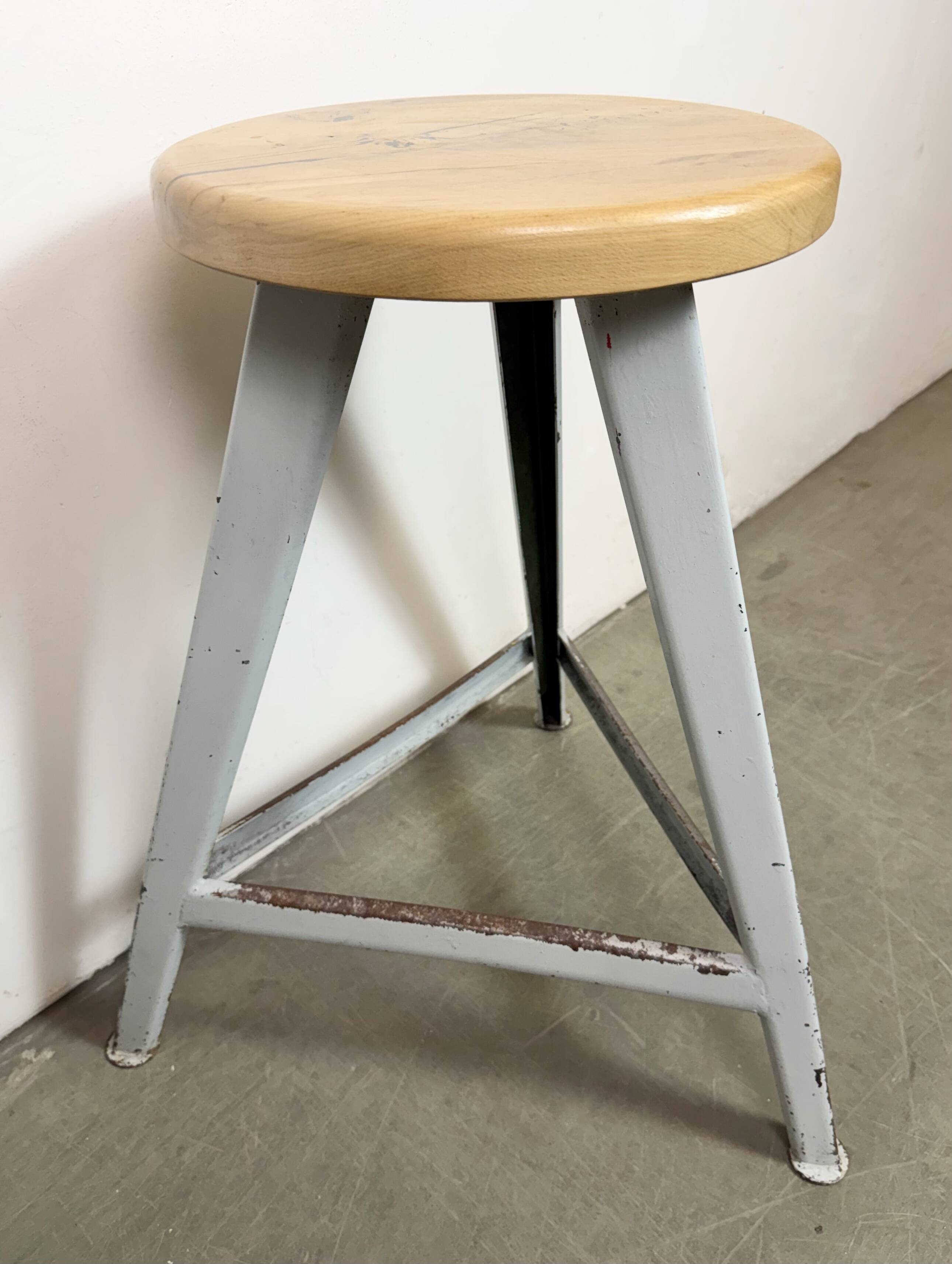 Grey Industrial Workshop Stool, 1960s