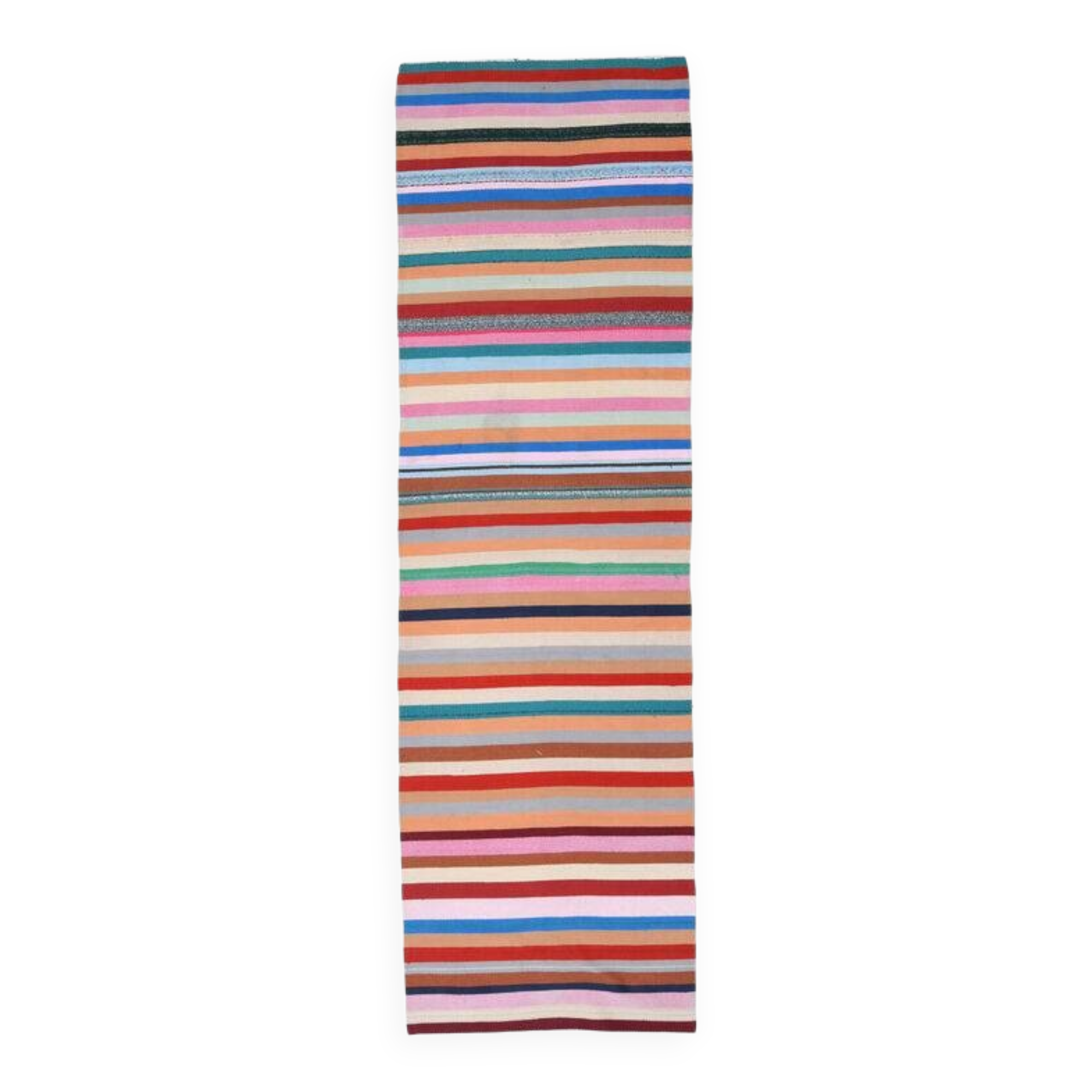 Vintage colourful flat kilim hallway rug 90x306 cm