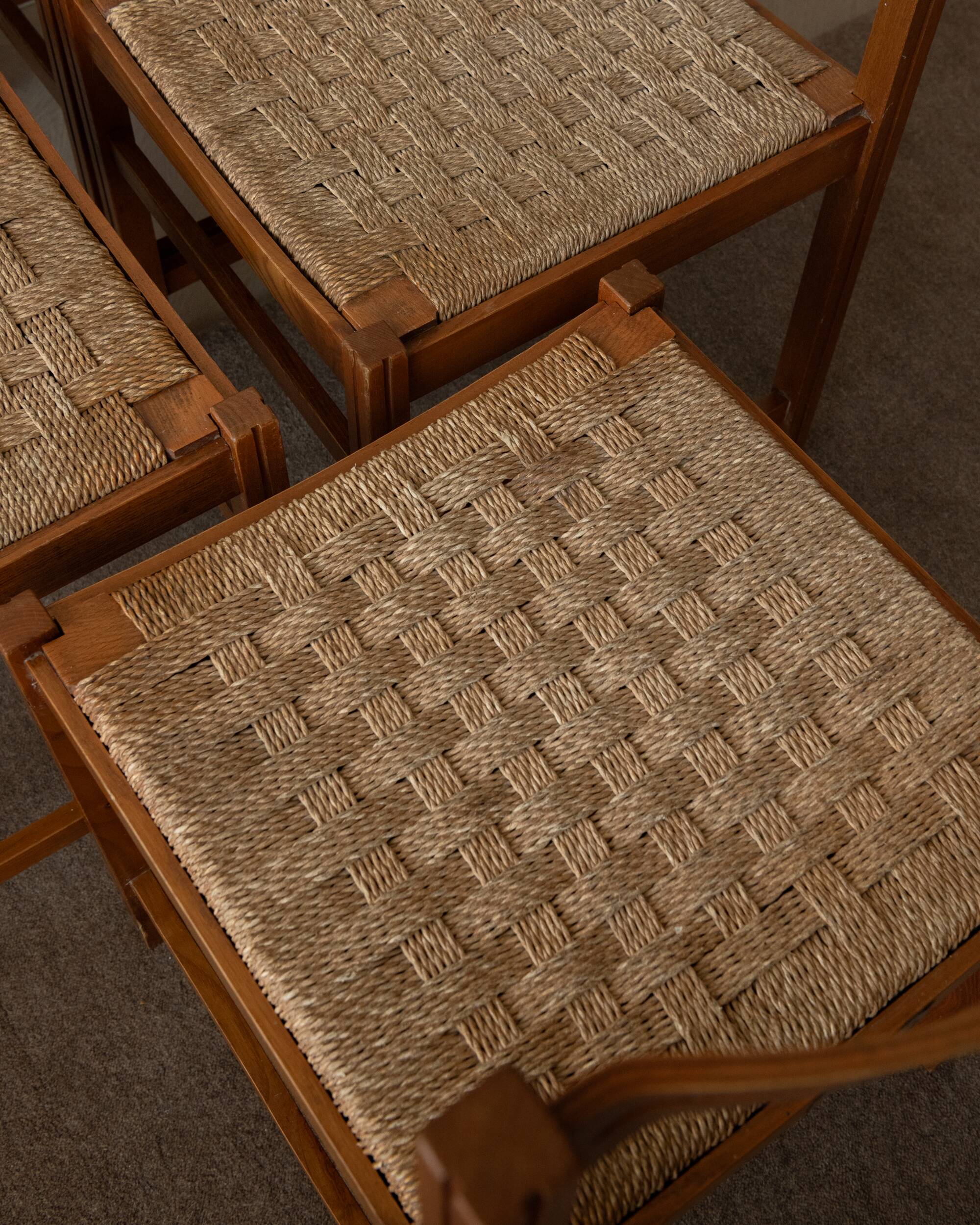 Chaises de salle à manger vintage italiennes rustiques modernes par Snaidero, années 1970, ensemble de 5