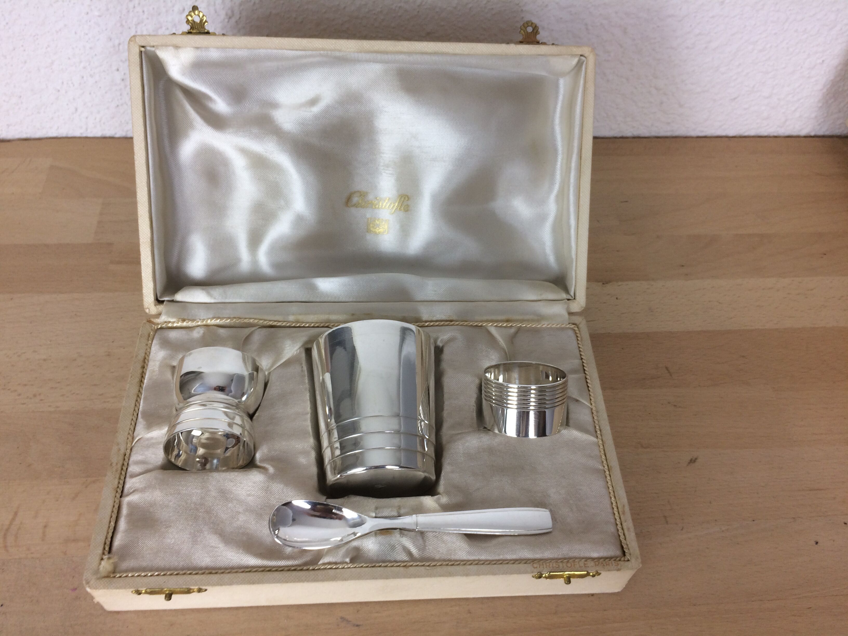 Christofle silver metal box, birth or baptism