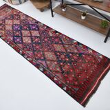 Red Navy Blue Turkish Runner Rug 76x283Cm SK 18873