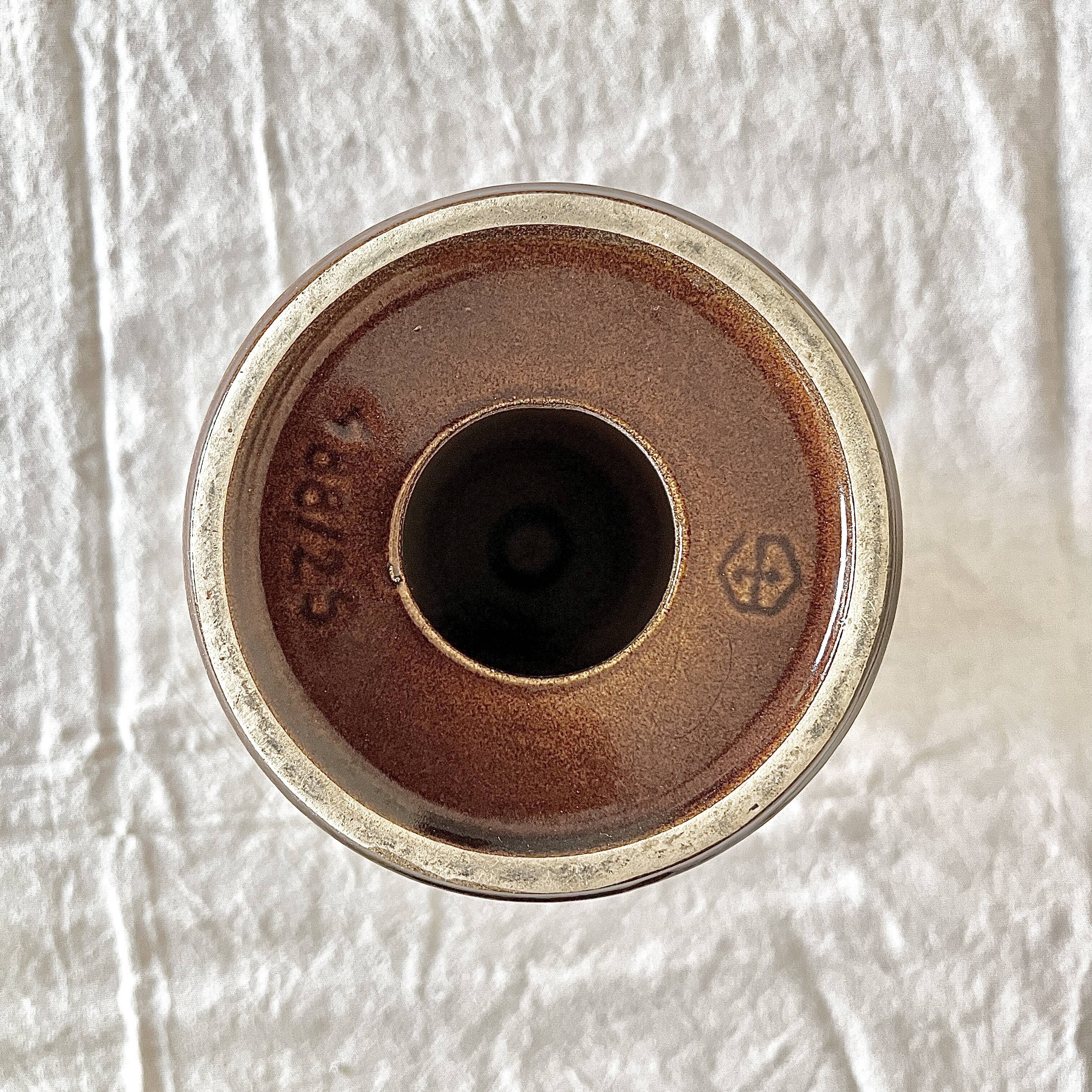 Vintage large 70's Steuler Ceramic Germany 288/25 Cari Zalloni Design Candle Holder dark brown