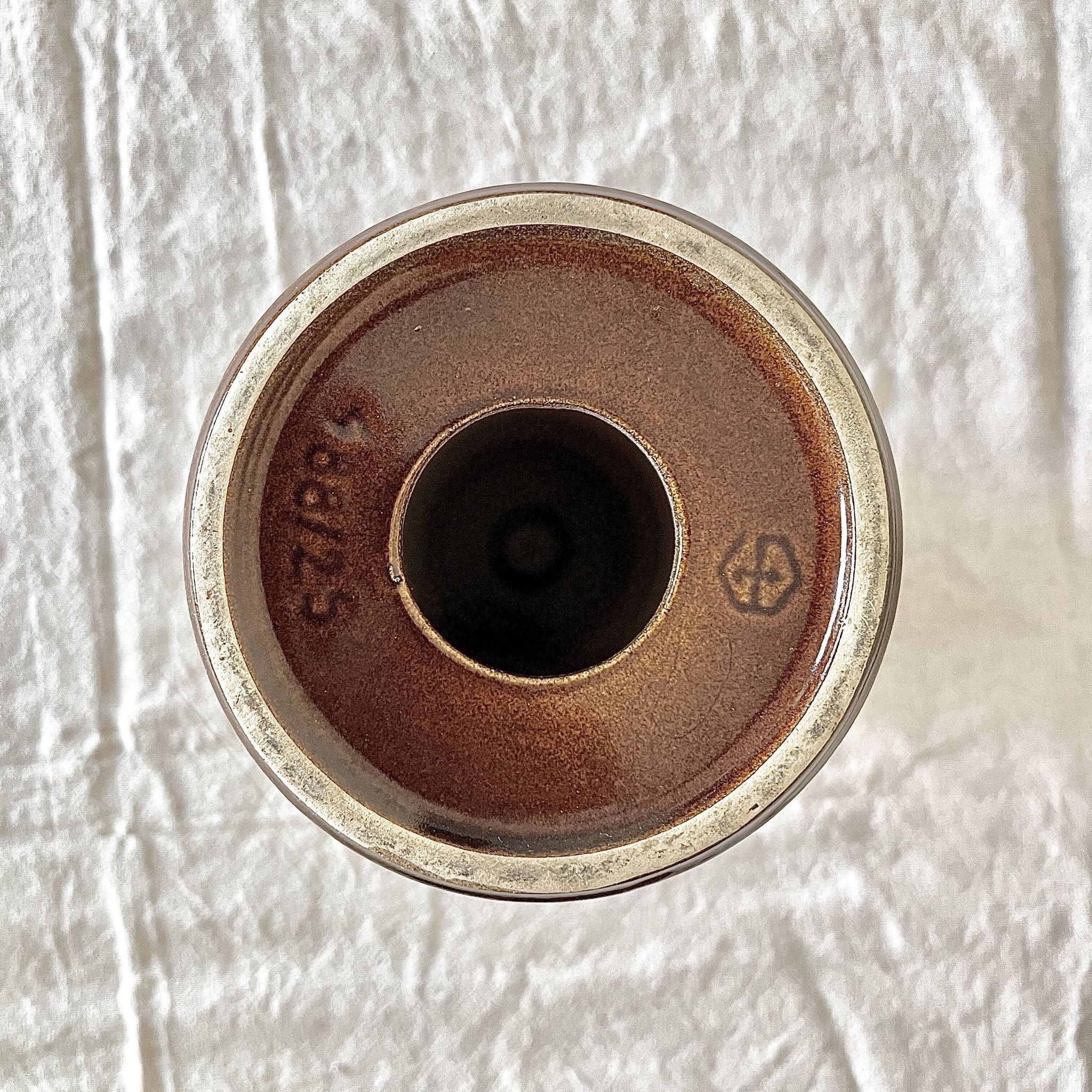 Vintage large 70's Steuler Ceramic Germany 288/25 Cari Zalloni Design Candle Holder dark brown