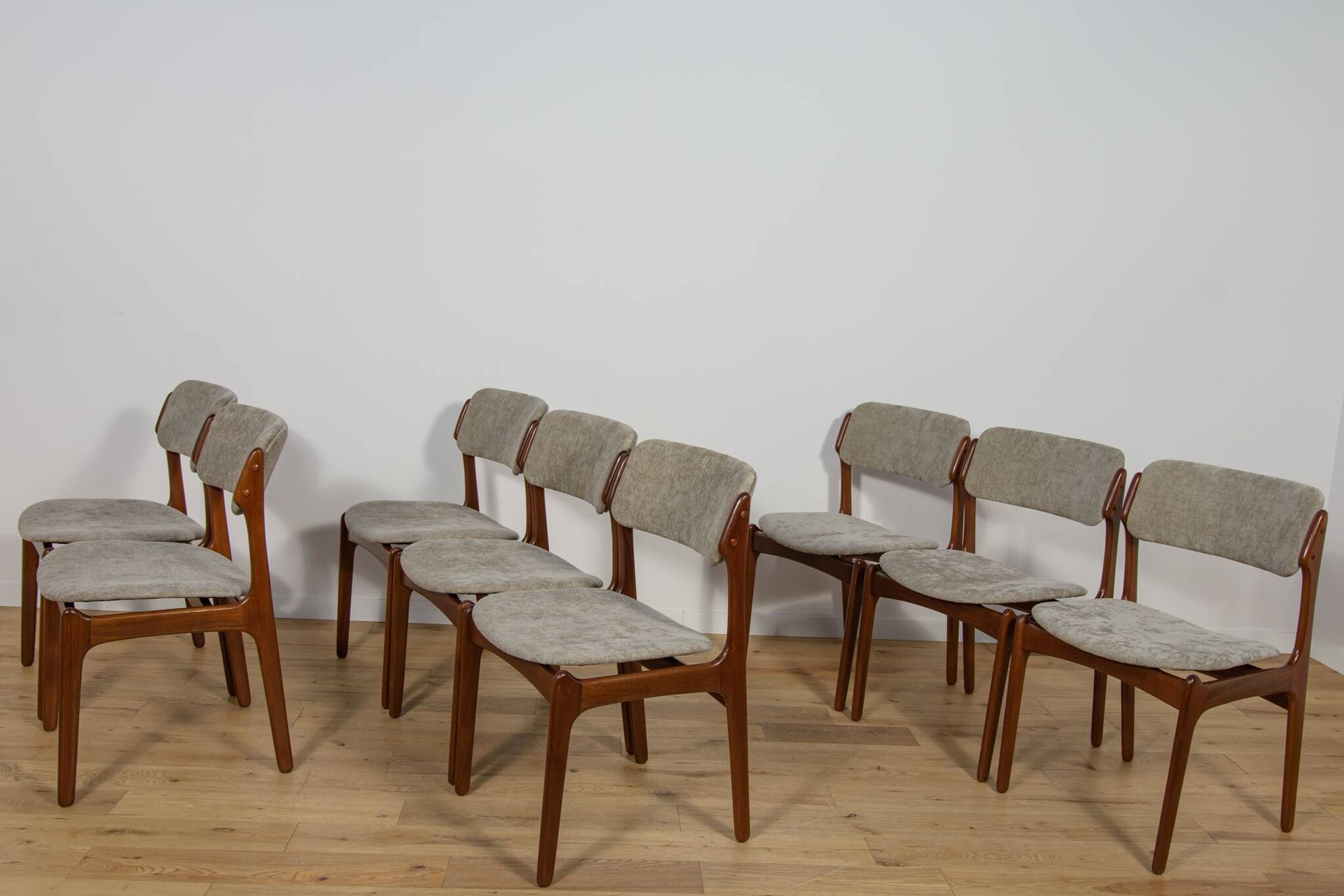 Mid-Century Model 49 Dining Chairs in Teak by Erik Buch for Odense Machine Gunning, 1960s, Set of 8