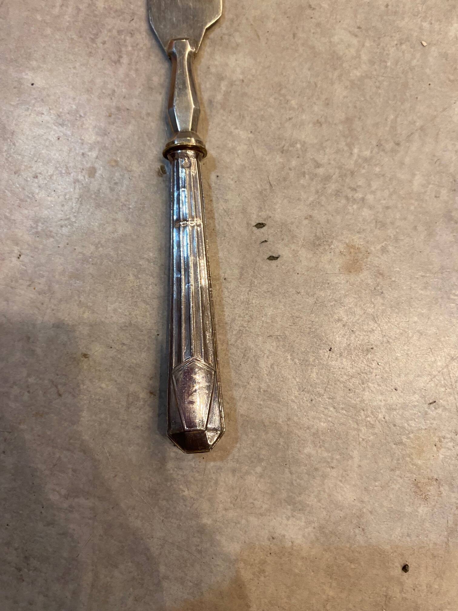 Silver dessert serving cutlery with minerva stamp original box