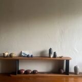 Stained wooden shelf