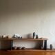 Stained wooden shelf
