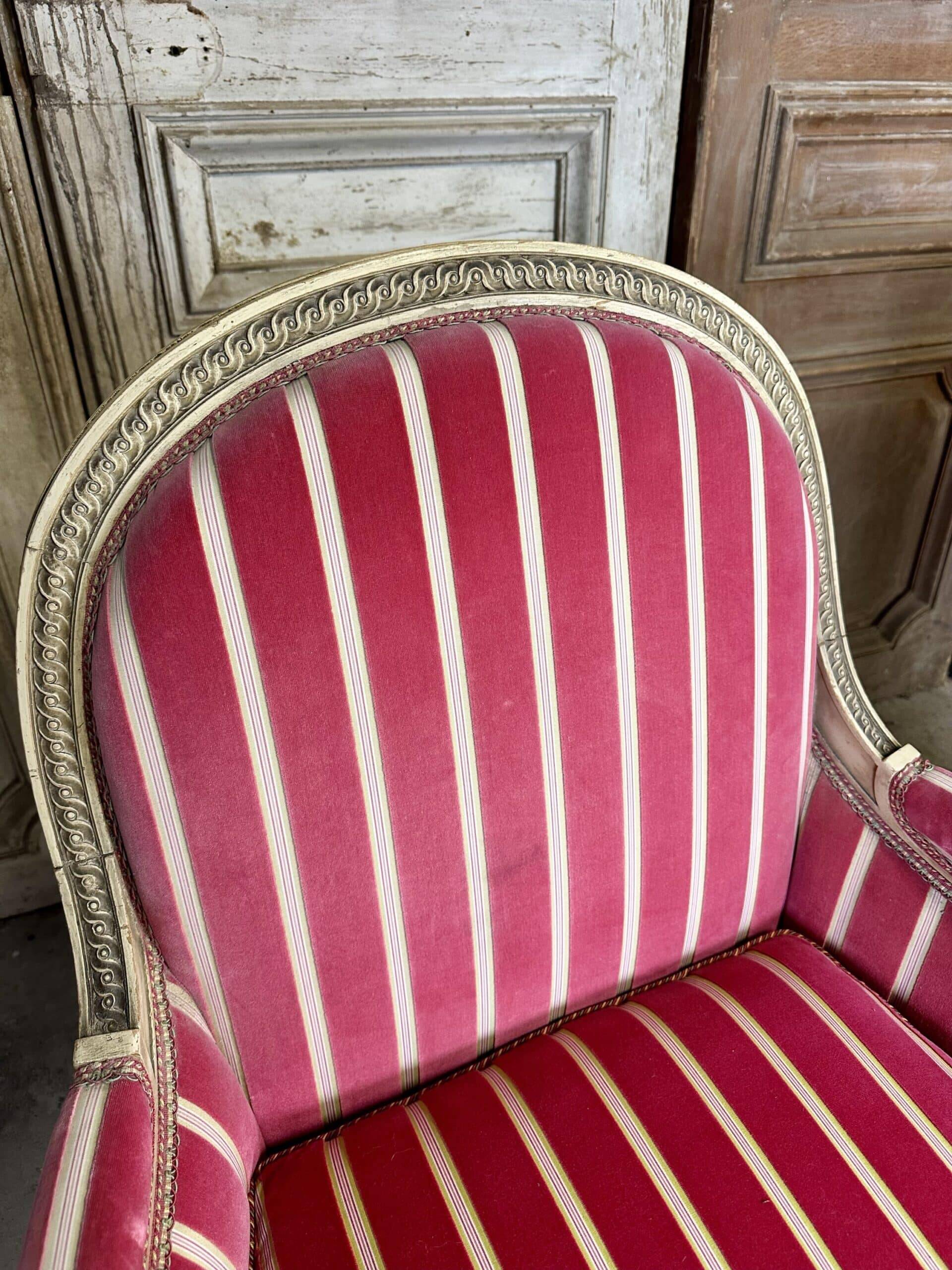 Pair of Louis XVI style bergère armchairs