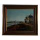 Oil on canvas riverside late 19th century monogram AT
