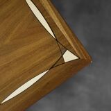 Table Basse Vintage Mid-Century en Acajou, Danemark, avec Motif Peint à la Main par Ole Wanscher