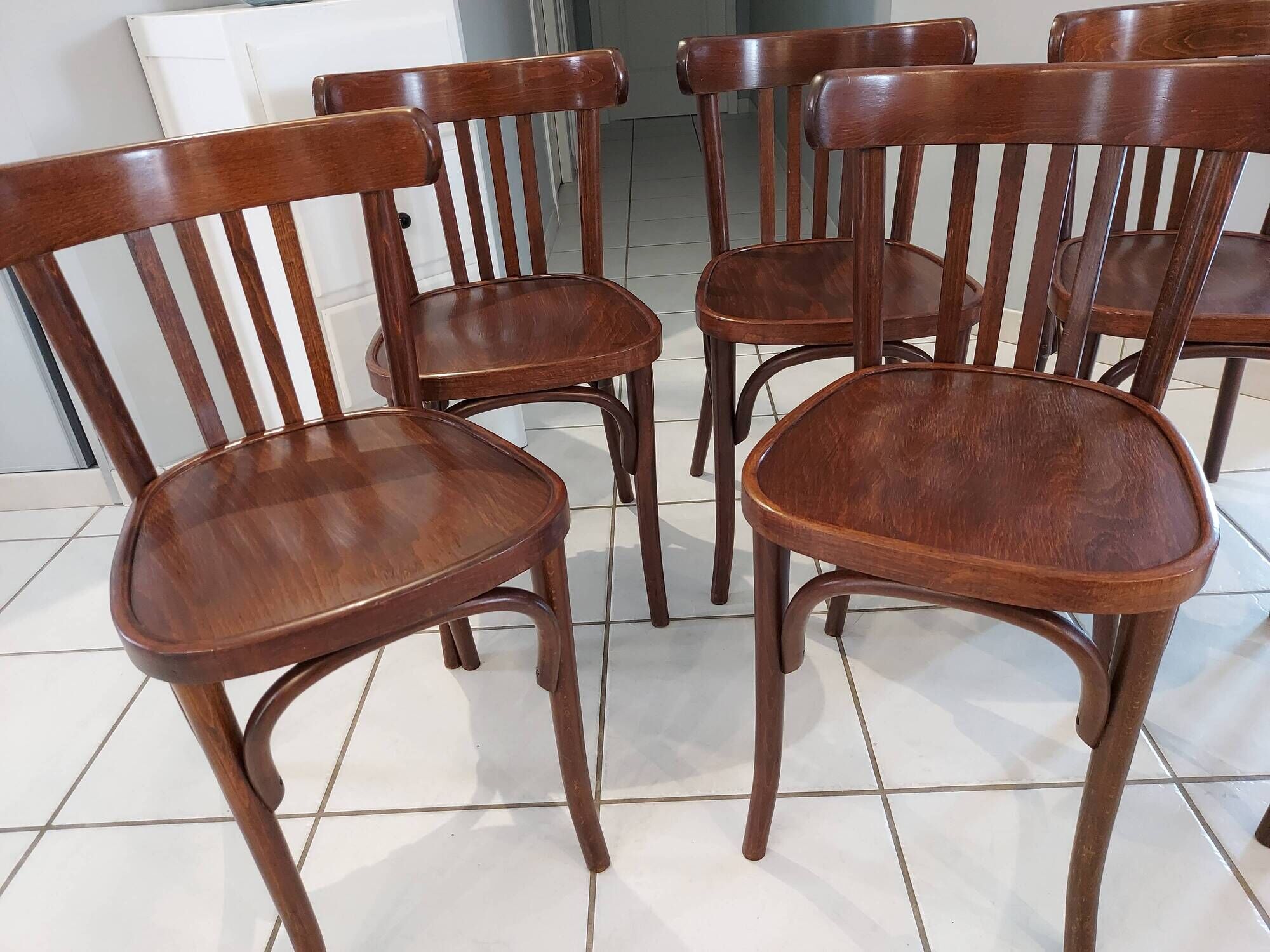 Suite of 6 chairs of Vintage Bistrot 1970s