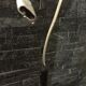 Brutalist glass and iron wall lamp with socket