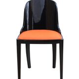 Art Deco Chair in Ebonized Wood, Orange Fabric, France, 1930