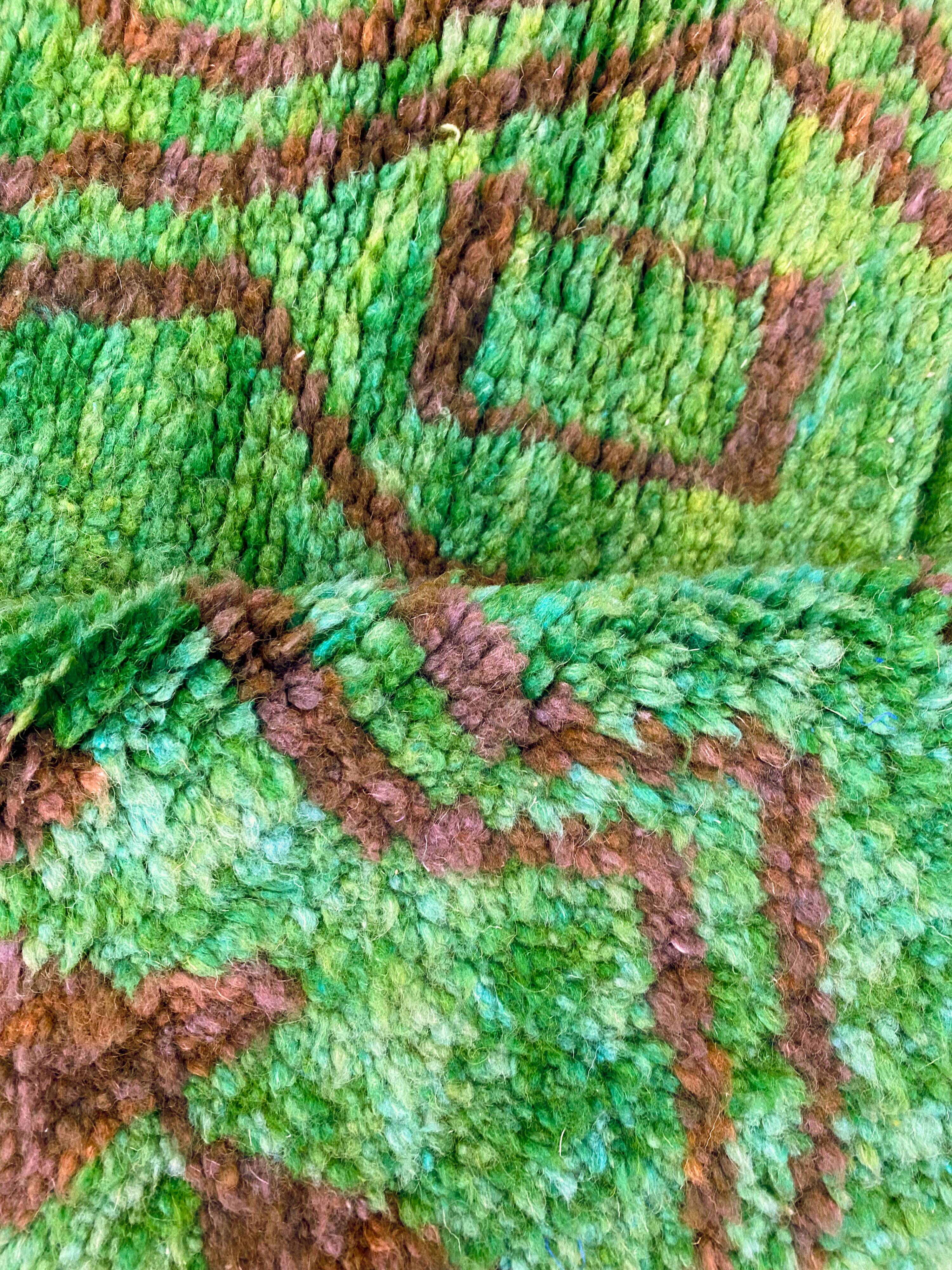 Green Beni Ouarain Berber rug with brown patterns, 1.45x1.10m