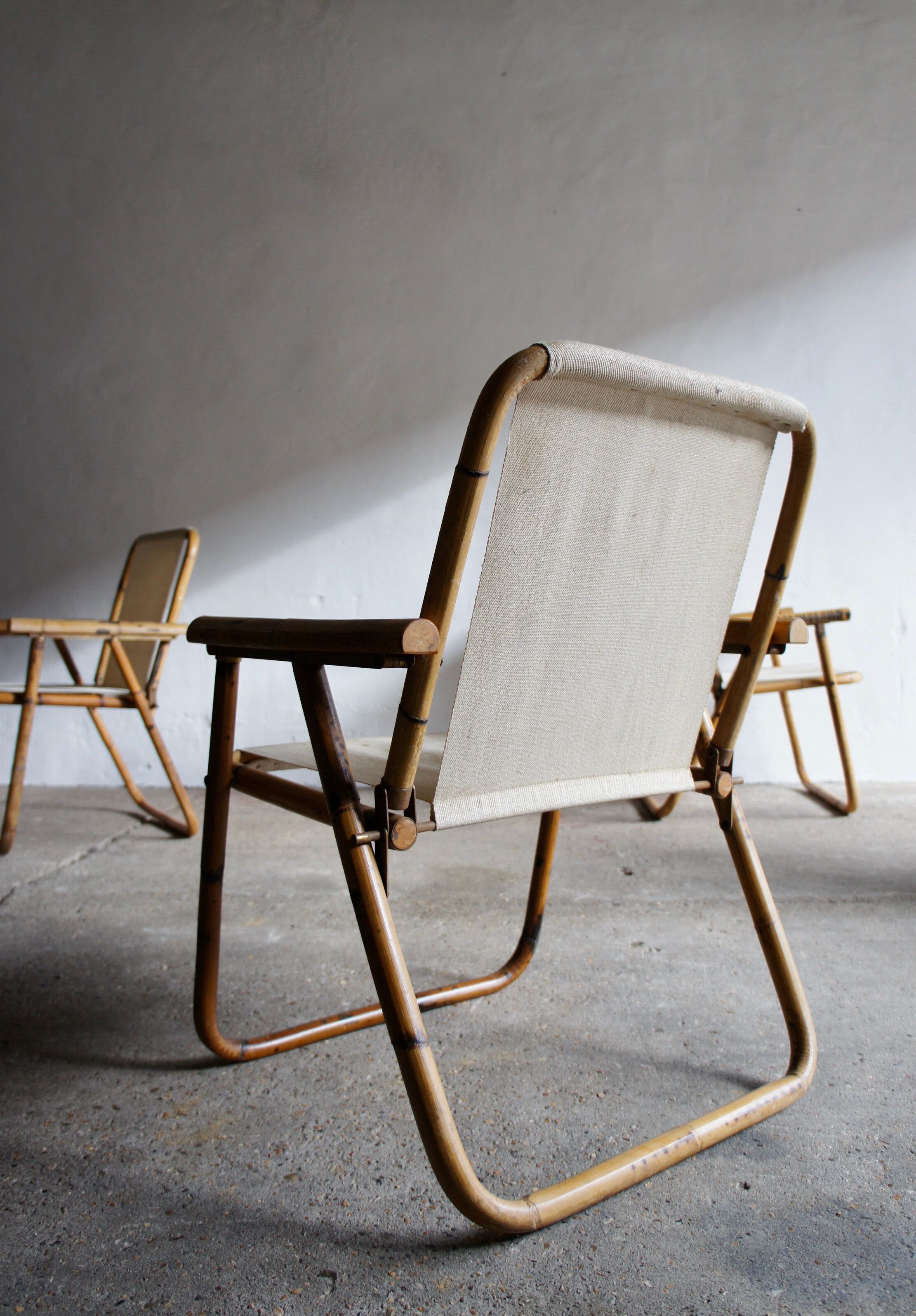 Midcentury bamboo folding chairs