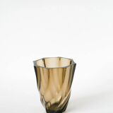 Faceted smoked glass vase, 1970