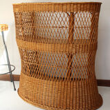 Rattan bar and 2 metal foot stools