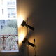 Lampadaire space age marron à 2 spots