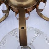Antique Art Deco brass and glass chandelier