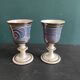 Set of 2 large ceramic glasses in blue and silver