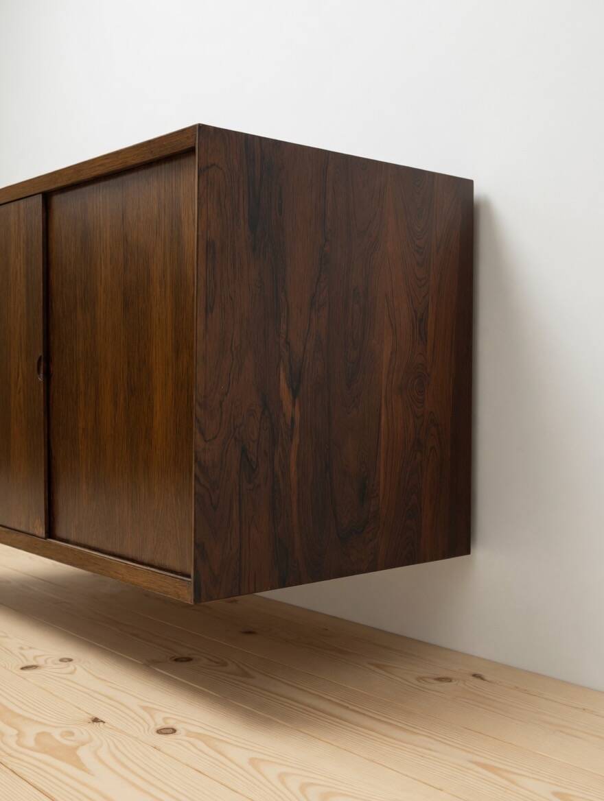 Poul Cadovius Floating Wall Mounted Rosewood Sideboard By CADO, 1960s.