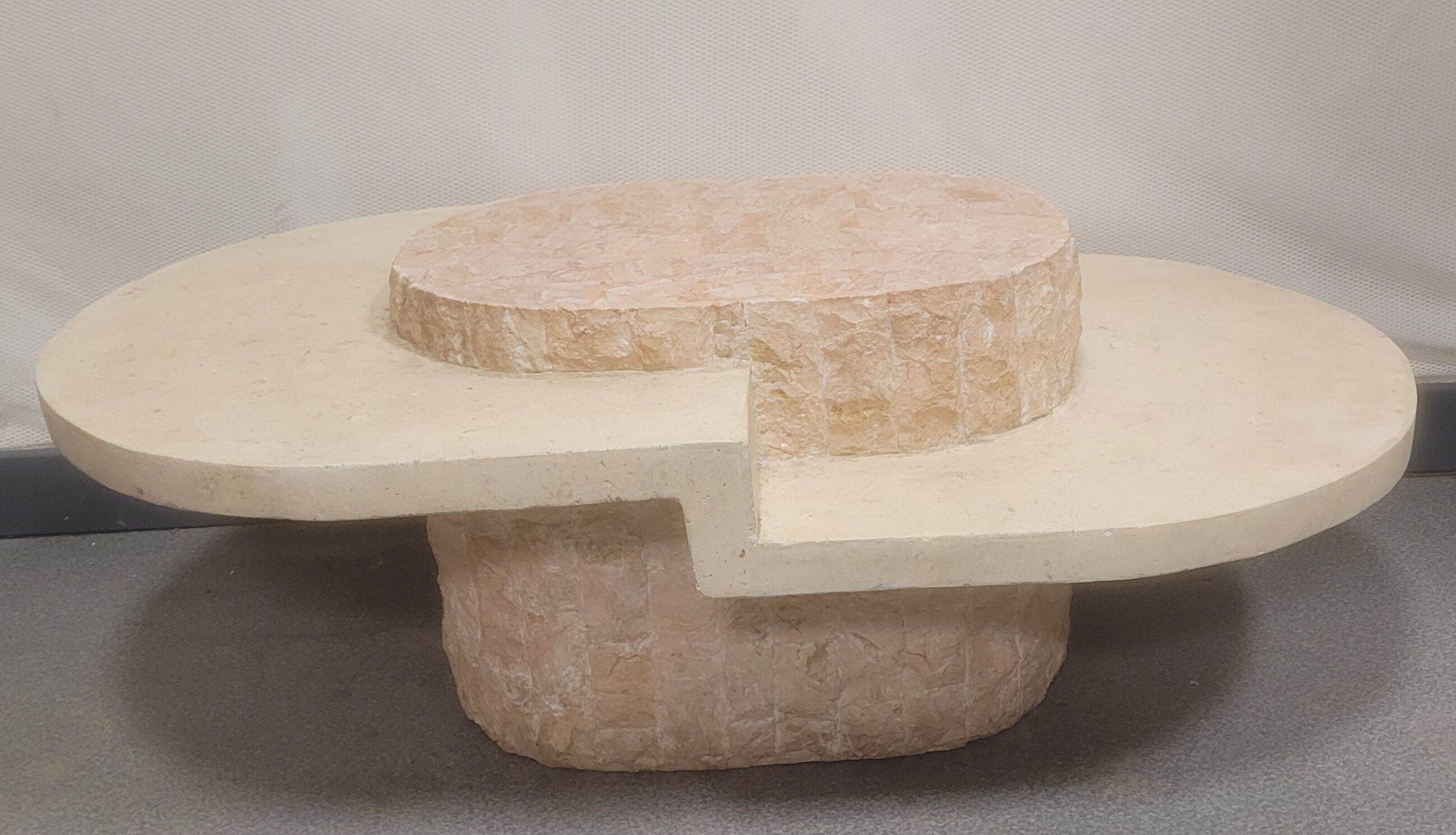 Oval stone coffee table Mactan brutalist marble by Magnussen PONTE