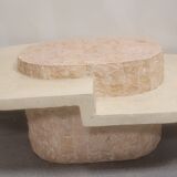 Oval stone coffee table Mactan brutalist marble by Magnussen PONTE