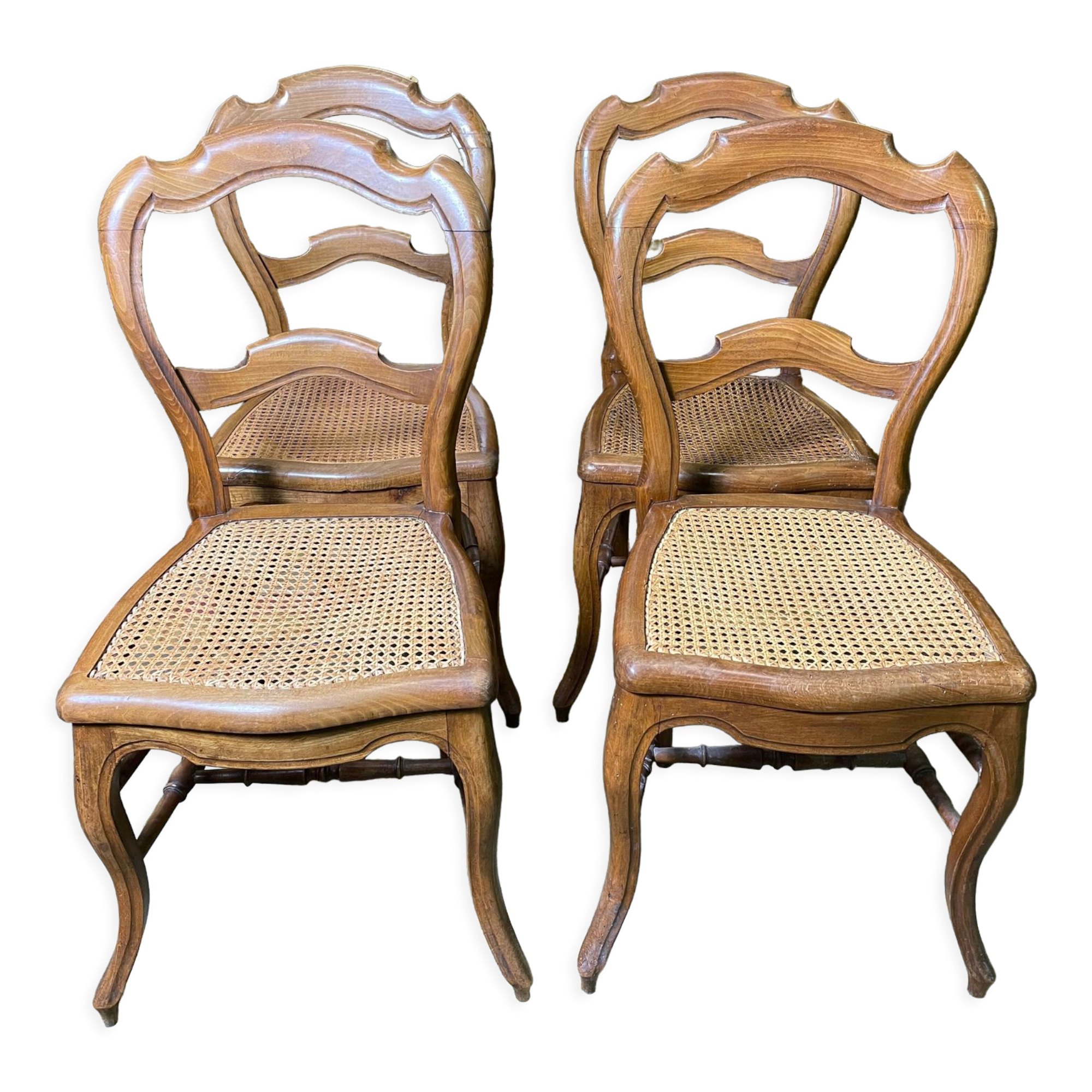 Suite de 4 chaises Louis Philippe en cannage