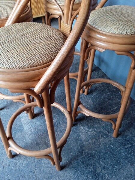 4 high bar stools in rattan vintage ep 1980