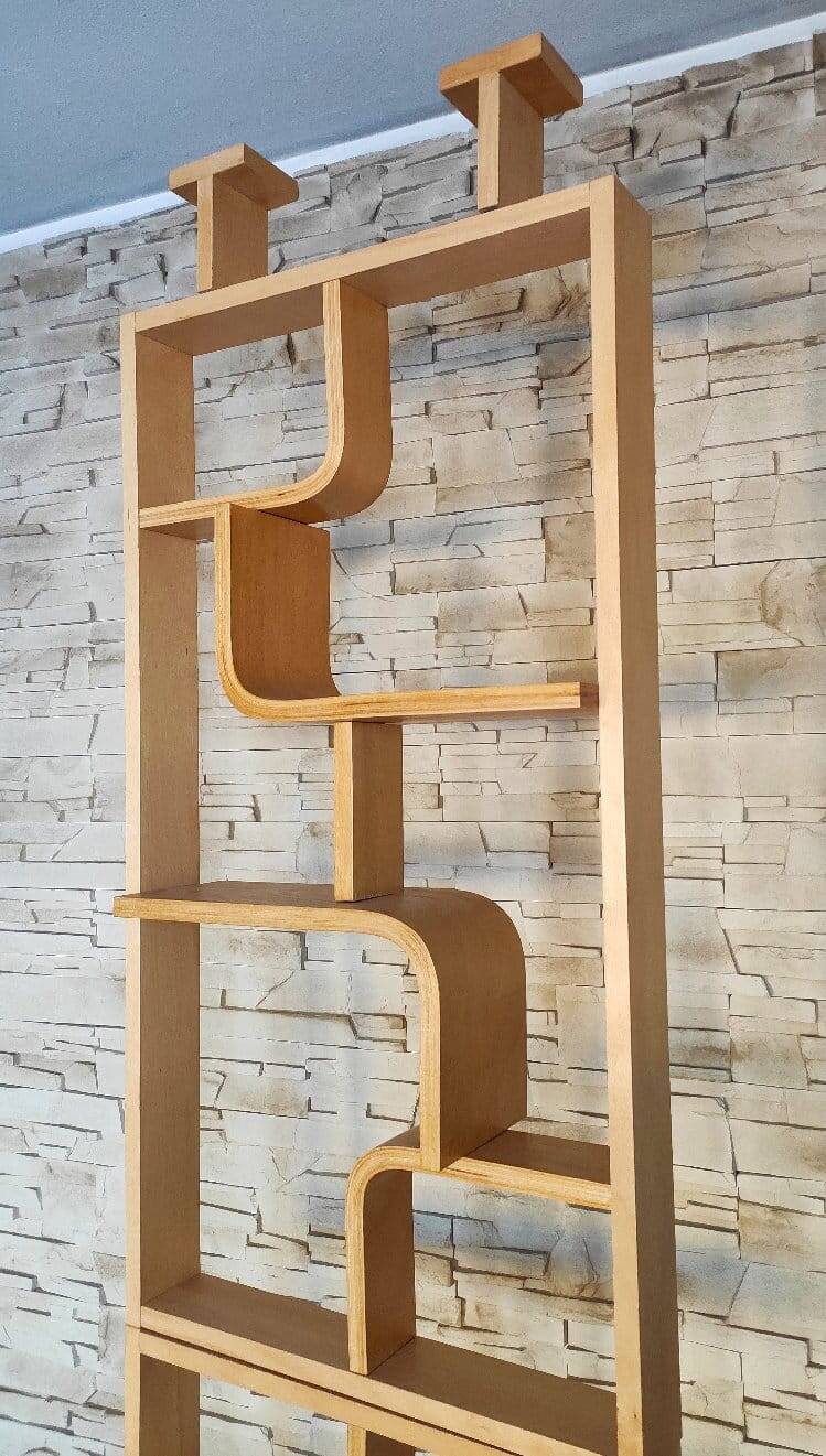 Bent plywood wall, bookcase, flowerbed, Volak by Holesov, 1960s Czechoslova