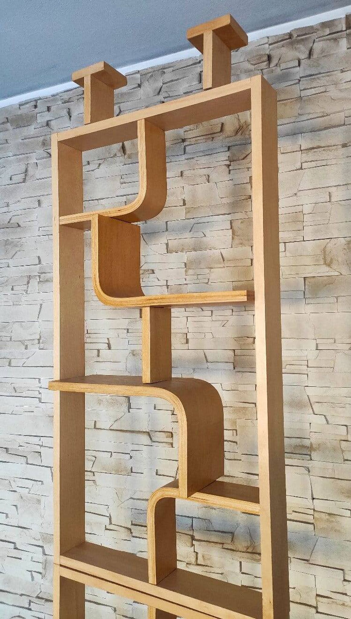 Bent plywood wall, bookcase, flowerbed, Volak by Holesov, 1960s Czechoslova
