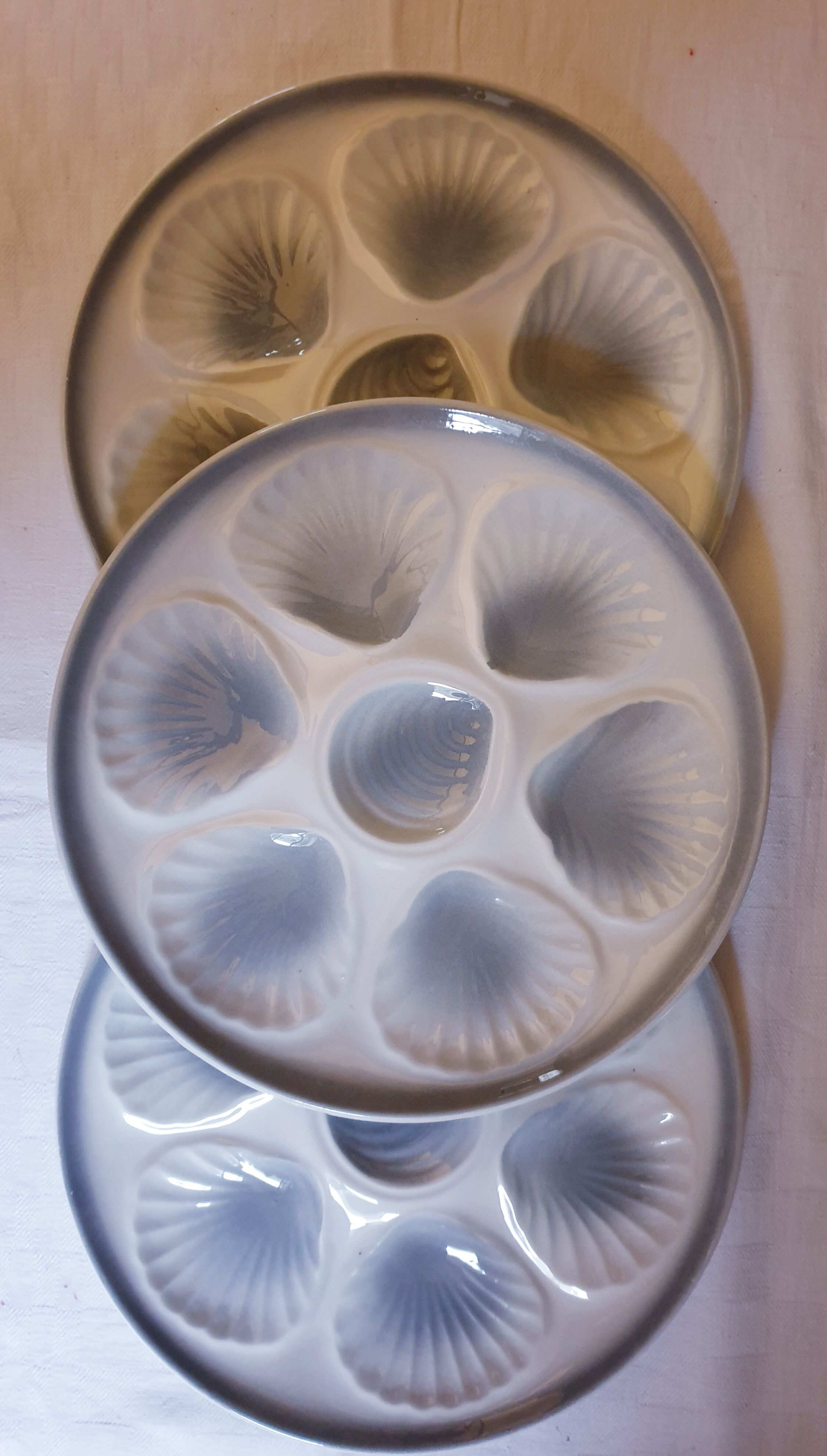 Suite of 12 oyster plates