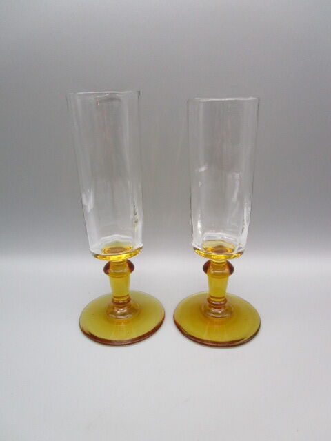 Pair of two-tone antique champagne flutes