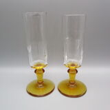 Paire de flutes a champagne anciennes bicolore