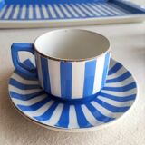 Cup and under cup earthenware Sarguemine Fox Trot
