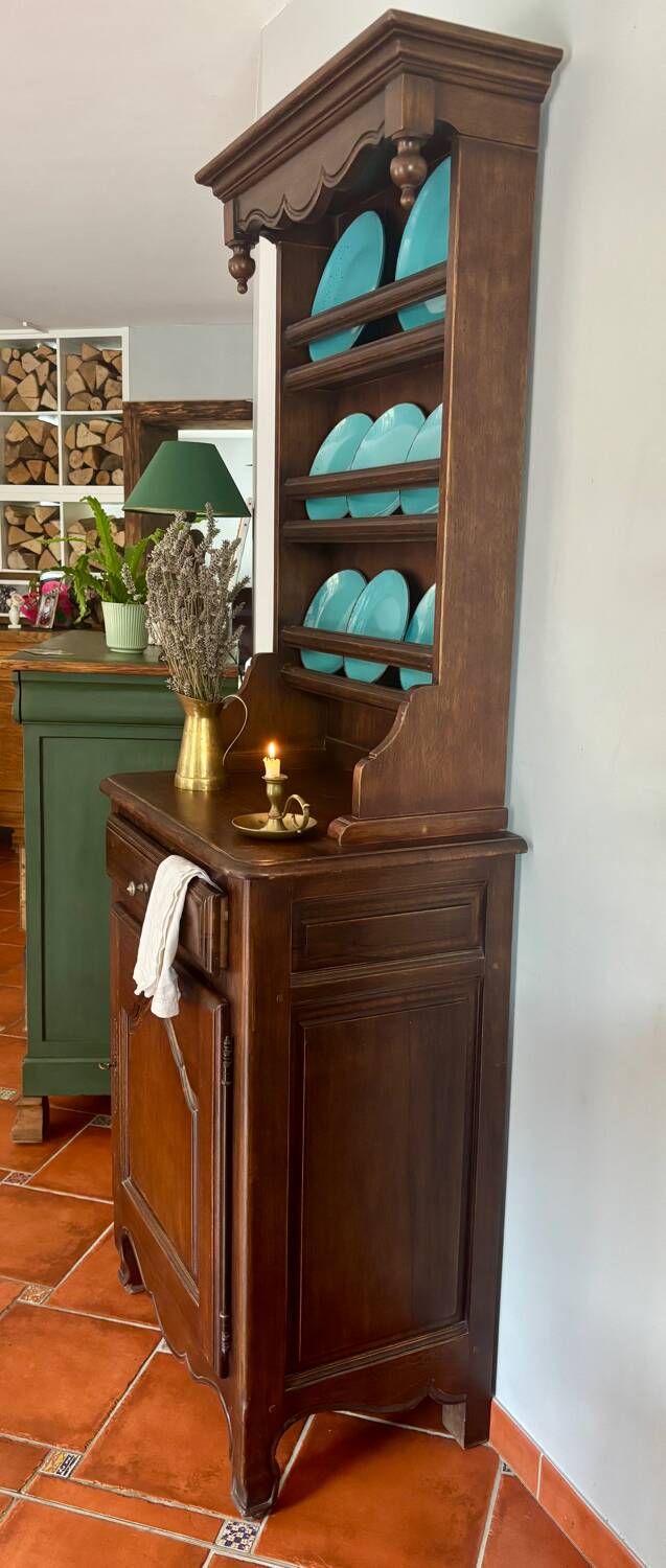 Buffet vaisselier ancien en chêne massif | Style Louis XV