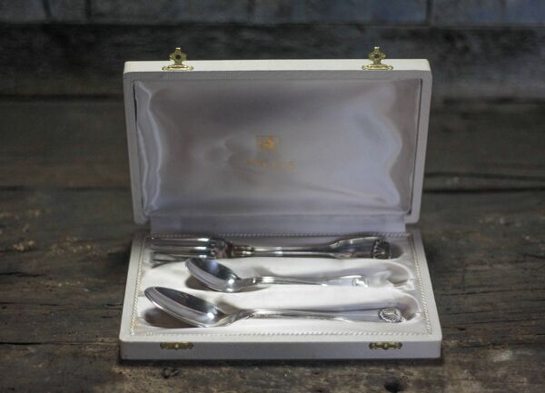 Coffret couverts métal argenté Ercuis, set de couverts, argenterie