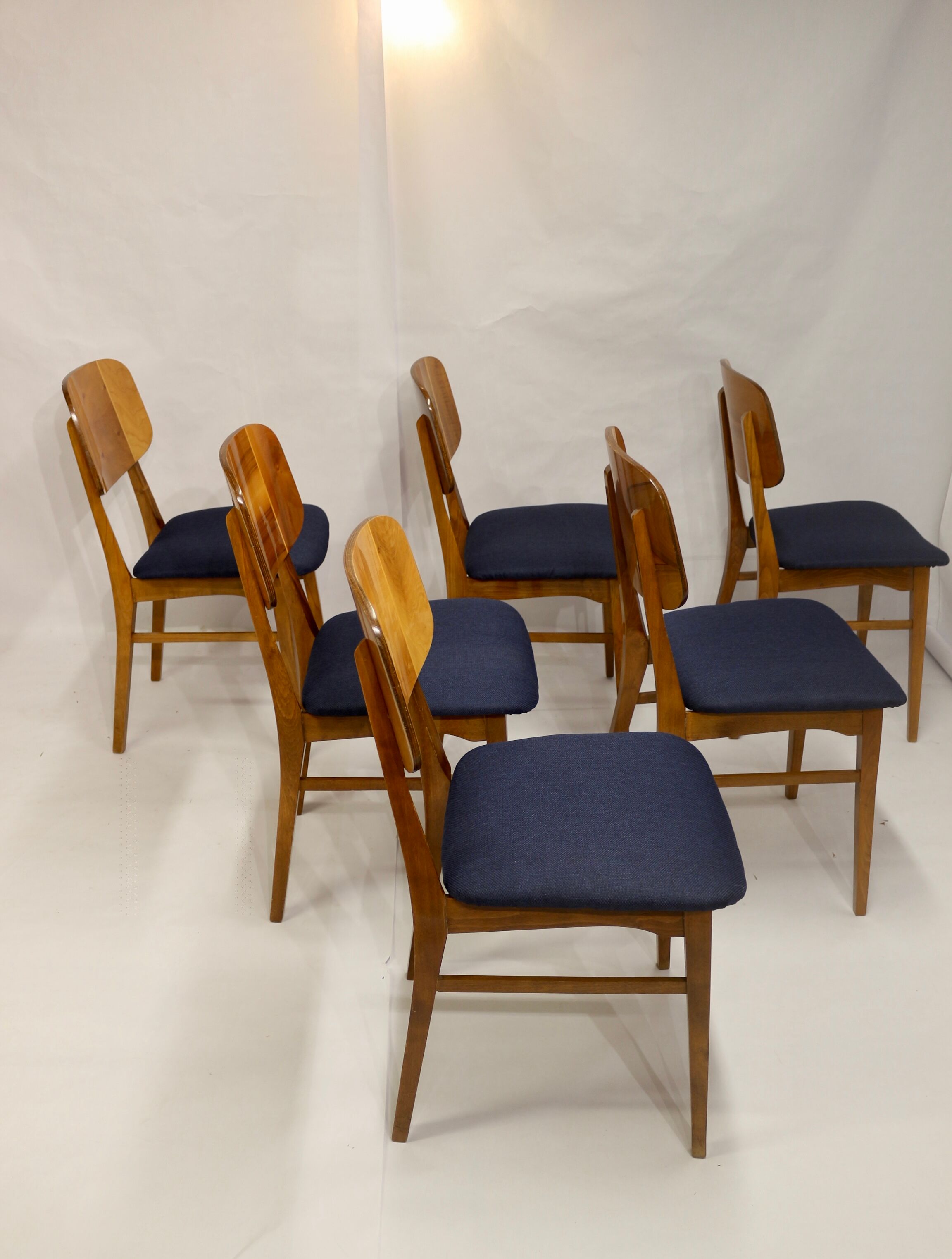 Set of six chairs design year 60,70 traditional slatted wood