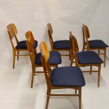 Set of six chairs design year 60,70 traditional slatted wood