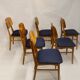 Set de six chaises design année 60 ,70 bois latté traditionnel
