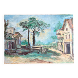 French Provence Landscape Vintage Oil Painting