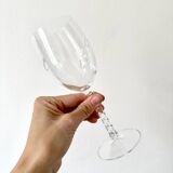 Set de 12 verres à pied en verre ciselé, 6 verres à vin et 6 verres à eau